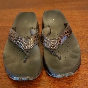 Brown croc volatile sandal